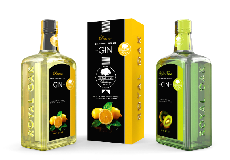 Gin Bottle and Packaging Design Mockup 3D